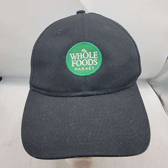 Whole Foods Market Black Green Trucker Hat Work Wear Casual Outdoors Lightweight - Picture 1 of 9